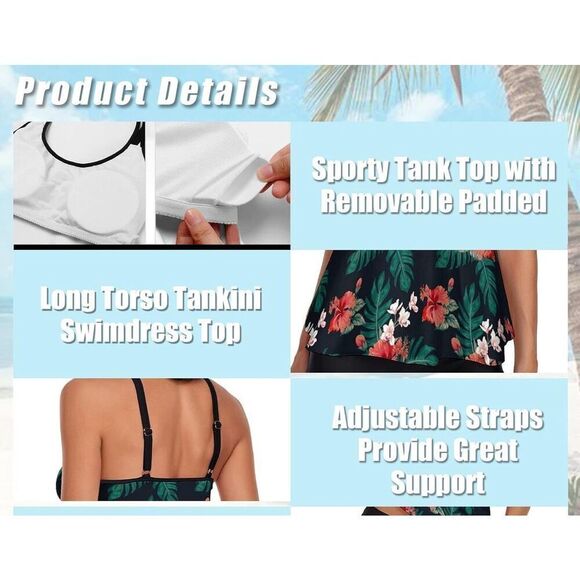NEW Tankini Swimsuits Flowy Swimwear Bathing Suit TOP ONLY 2X - Picture 4 of 5
